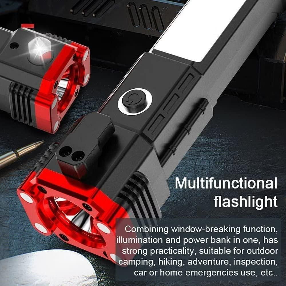 4-in-1 Rechargeable LED Torch for Car, Camping & Emergency Rescue